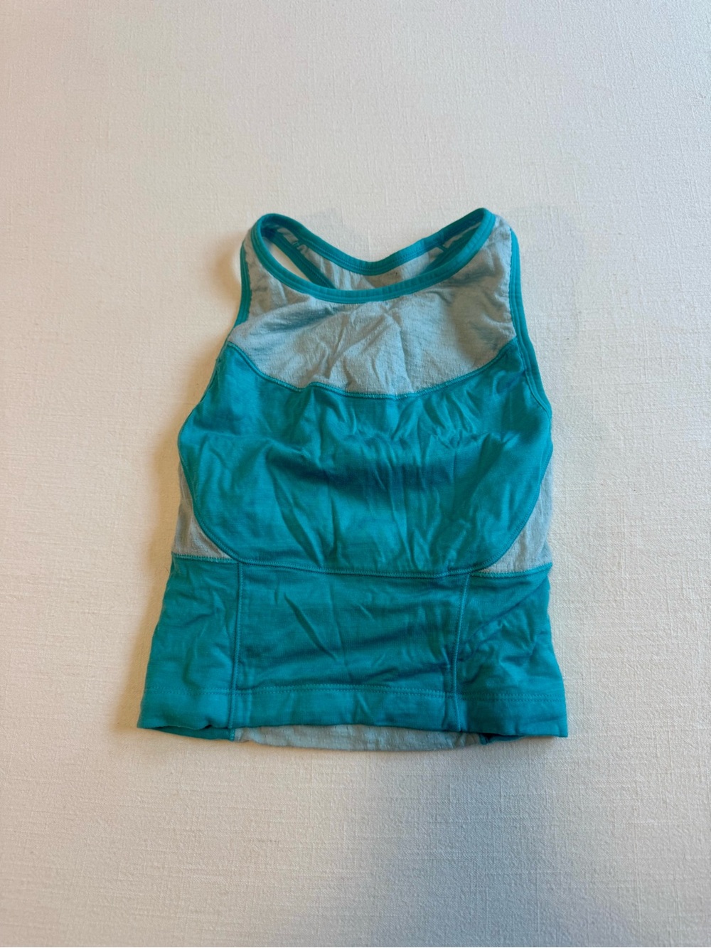 WOOL Icebreaker teal and light gray racerback sports bra tank